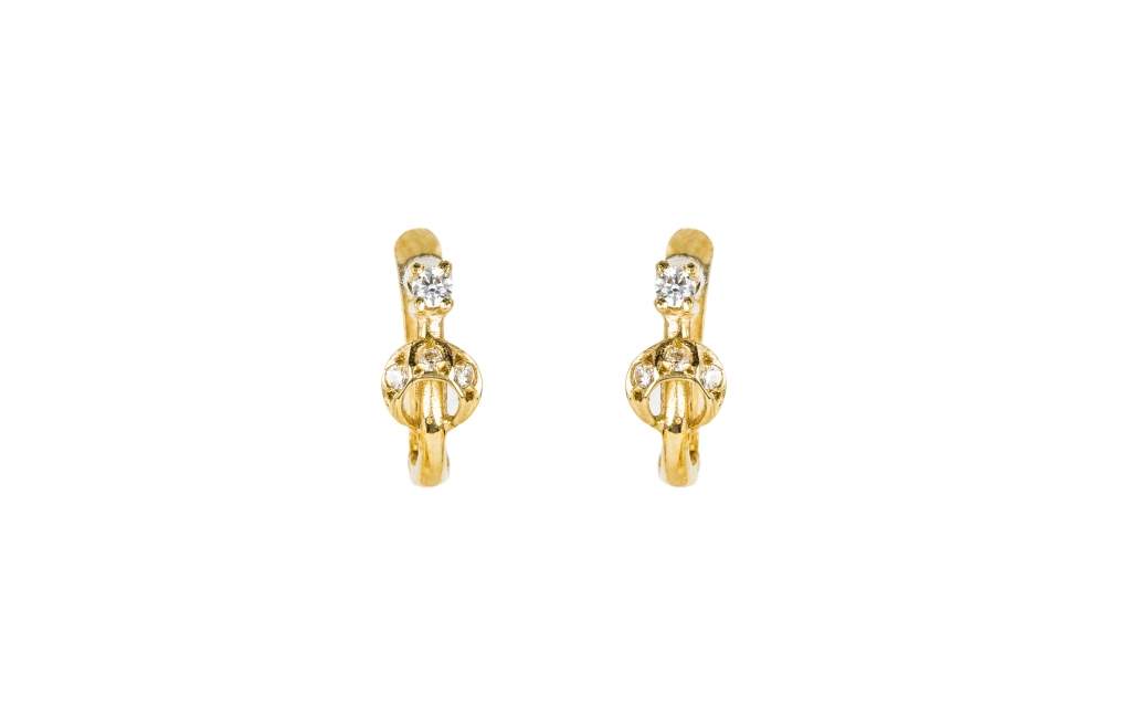 Brincos em ouro amarelo com zircónias
